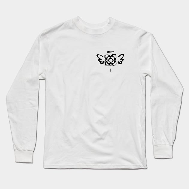 Companion Cube Black Long Sleeve T-Shirt by Just designs of things we are passionate about.